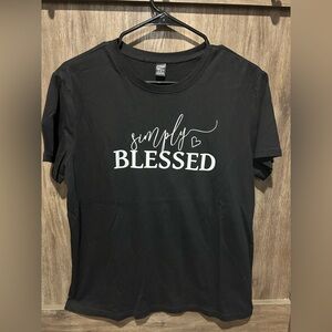 SHEIN Black Simply Blessed Crew Neck T-Shirt